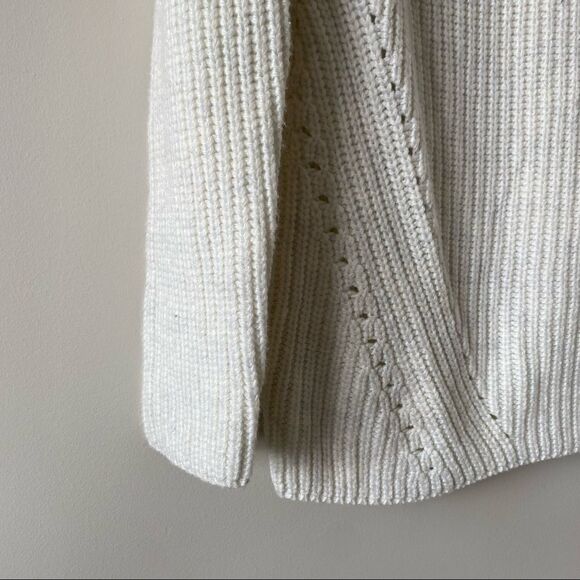 Trouvé-Chunky Knit Ivory/Grey Split Back Sweater - Picture 5 of 14